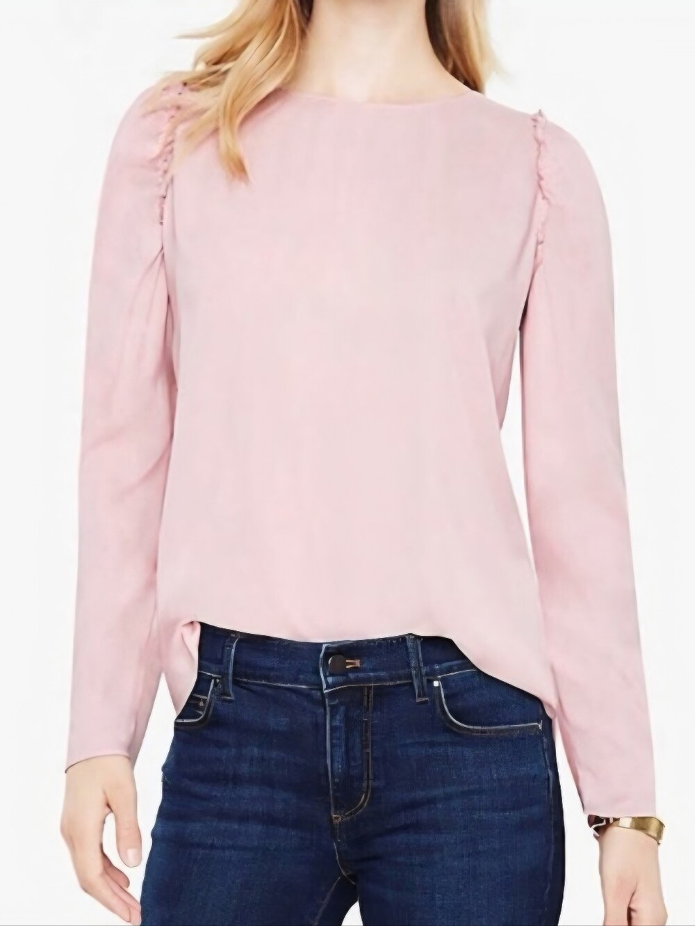 Ann Taylor Ruffle Shoulder Blouse -BLUSH -XS **NEW